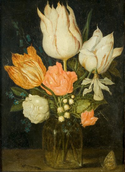 Flowers in a Square Glass Vase by Ambrosius the Elder Bosschaert